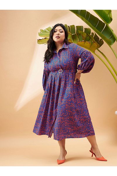 Sassafras By Styli فستان ميدي بحزام وطبعة كاملة