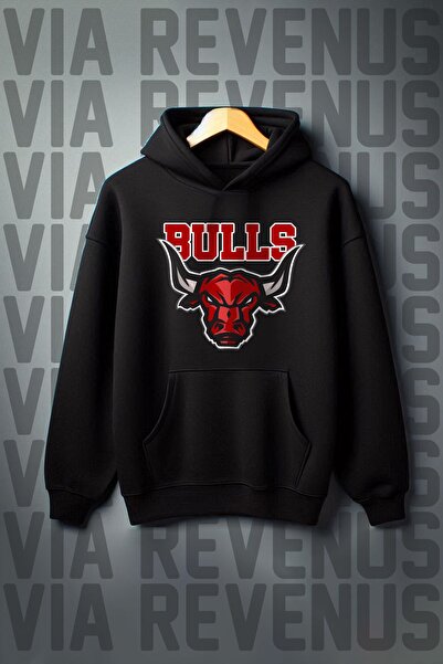Vordevia Bulls majica sa kapuljačom sa širokim krojem, širokim rukavima i klo...