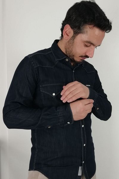 TOUSUS Мъжка риза Slim Fit Western Denim Slm-2022-tss