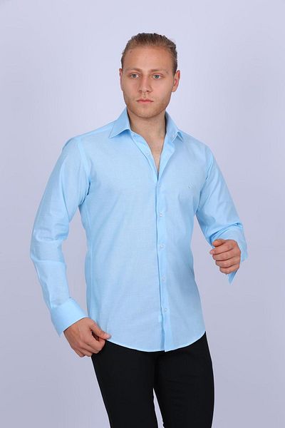 TOUSUS Cămașă pentru bărbați Filafil Slim Fit Albastru - Slm-5088-eve