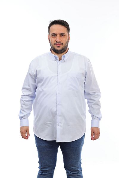 TOUSUS Ανδρικό πουκάμισο μεγάλου μεγέθους γαλάζιο βαμβακερό με κουμπιά με μακρυμάνικο πέτο με τσέπες (330)