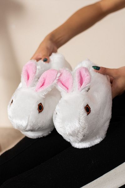 STOCON Rabbit Slippers - Γυναικείες μπότες για το σπίτι με ελαφρύ ήχο και χοντρά βελούδινα