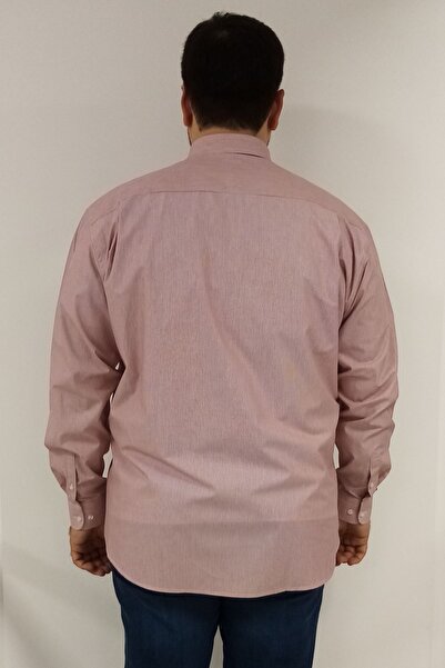 TOUSUS Large Size Red Striped Men's Shirt Btl-6126-tss