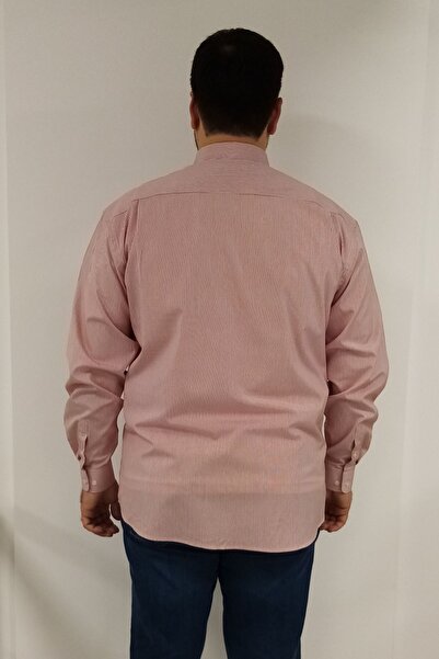 TOUSUS Large Size Red Striped Men's Shirt Btl-6086-tss