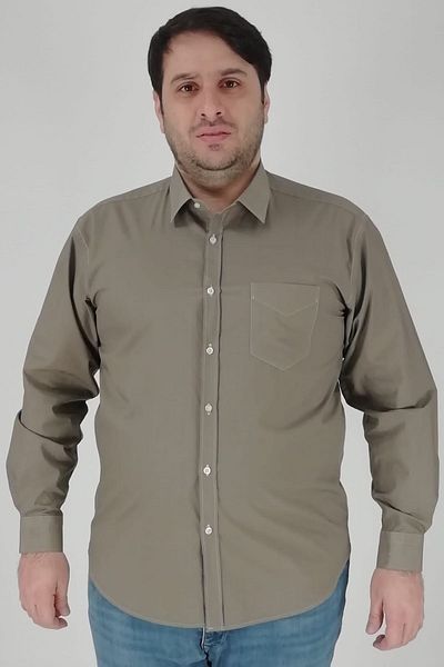 TOUSUS Ανδρικό πουκάμισο μεγάλου μεγέθους Vintage Plain Khaki Btl-6177-tss