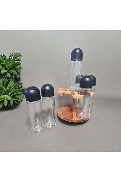NuBuTu Sofia 6-Piece Rotating Spice Bowl - 360 °   Set with Wooden Stand
