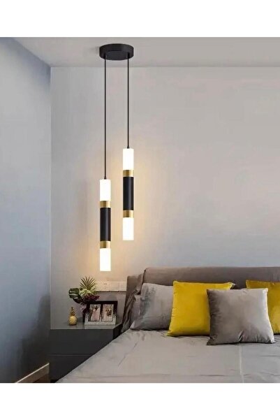 Vonalight 2'li Siyah & Bronz ,akrilikli,Yatakbaşı,Banyo,Boru Sarkıt,lamba,led Aydınlatma,dekoratif 3000K Işık