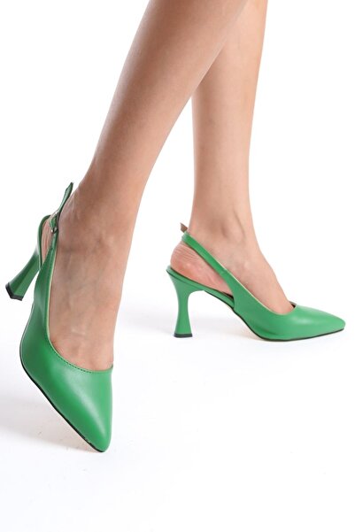 Ayakkabı Podyumum "Bıther" Toc de pahar cu vârf ascuțit verde și spate deschi...