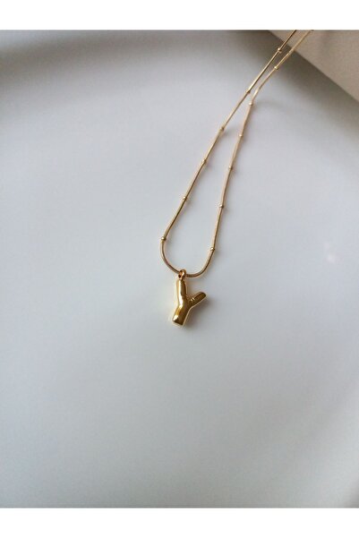 Tişt Accessory Kadın Gold Renk Y Harfli Balon Model Çelik Kolye