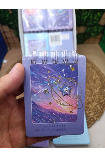 Meyra Accessories دفتر ملاحظات صغير على شكل مجرة مطرز ثلاثي الأبعاد دفتر ملاحظات هدية لطيف 1 قطعة