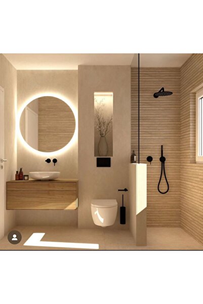 Home Yuvarlak Banyo Makyaj Aynası Şişe Cam Flontel-e Aynadır 60 Çapında Günış...