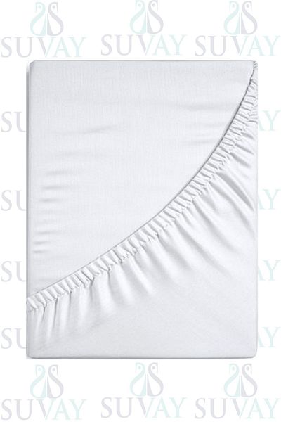 SUVAY White Single/Double 100% Cotton Elastic Combed Bed Sheet