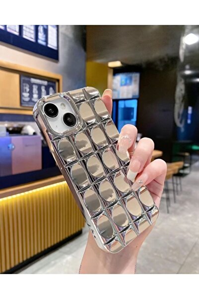 KILIF HOUSE Iphone 15 Uyumlu Silver Kare Damla Kılıf