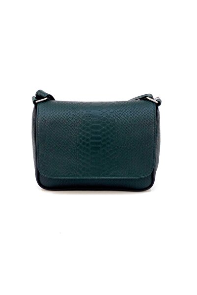 Deribag Geantă de umăr pentru femei din piele naturală verde închis de mărime...