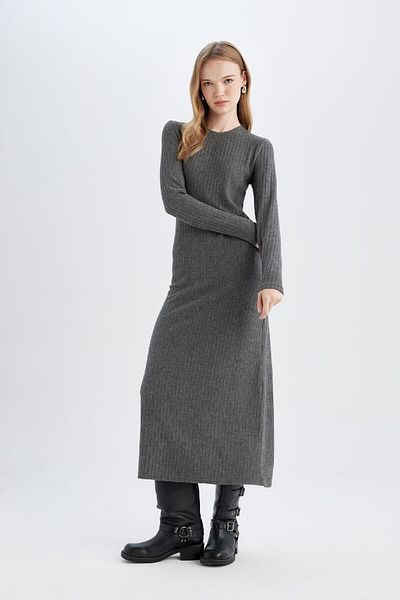 DeFacto Φόρεμα Maxi Bodycon με μακρυμάνικο λαιμόκοψη - D3373ax24wn