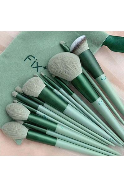 keyfisepet en keyifli sepet Green 13-Piece Fix Brush Set with Special Pouch