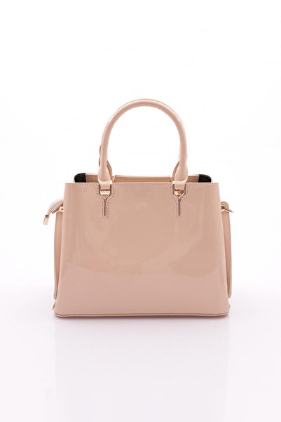 DGN Beige Patent Leather Zippered Women's Bag - 211243622