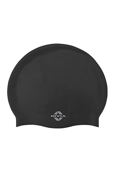 Nivia قبعة سباحة كلاسيكية للجنسين (أسود، مقاس واحد - مرن) قبعة سباحة مقاومة ل...