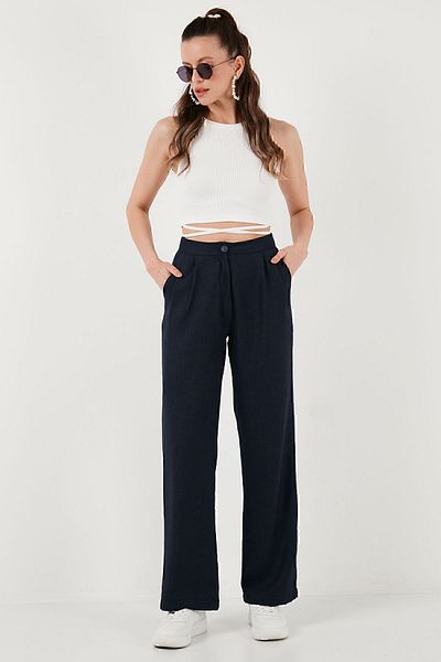 Lela High Waist Wide Leg Cotton Trousers - Relaxed Fit PANT 673P1011