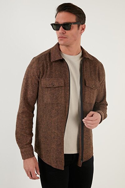 Buratti Cămașă de iarnă slim fit, cu buzunar dublu, cu fermoar Cămașă pentru ...