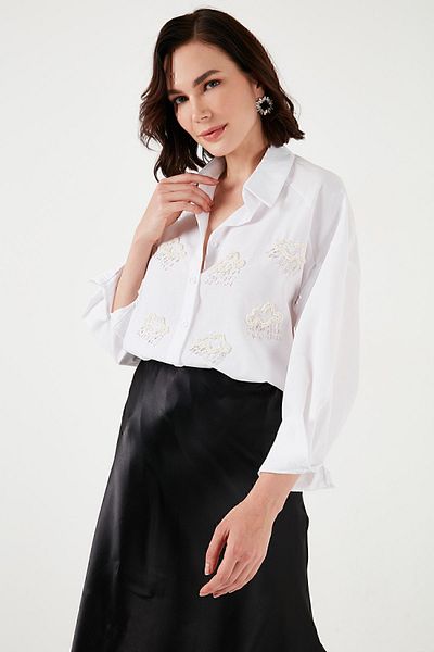 Lela Stone Detailed Long Sleeve Regular Fit Shirt SHIRT 611GO00418
