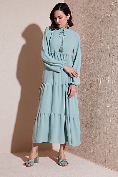 Lela Modest Regular Fit Dik Yaka Uzun Elbise  ELBİSE 611EL545