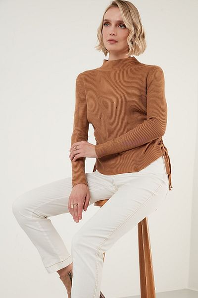 Lela Gathered Half Fisherman Knitwear Sweater Women's Sweater 6329531