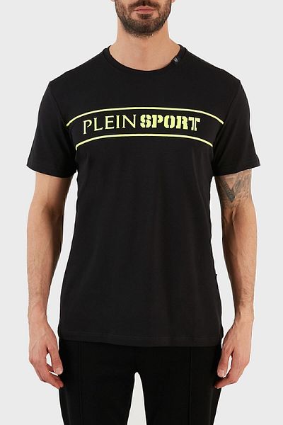 Plein Sport Λογότυπο Crew Neck Βαμβακερό T-shirt Ανδρικό T-shirt TıpS101ıt99