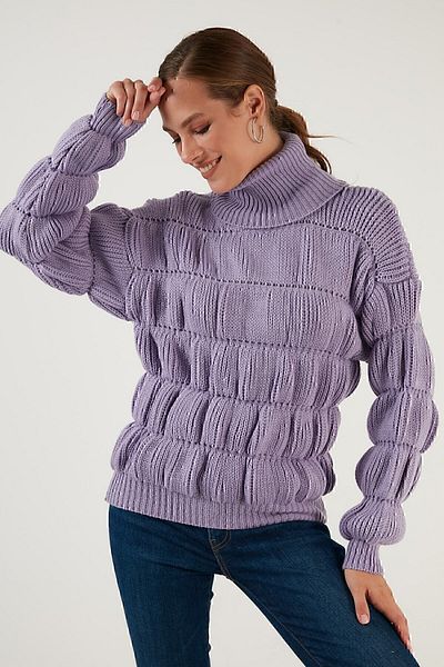 Lela Turtleneck Gathered Knitted Sweater Women's Sweater 4616108