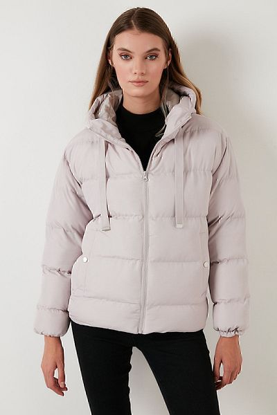 Lela Γυναικείο παλτό Puffer με κουκούλα και τσέπες 6020022