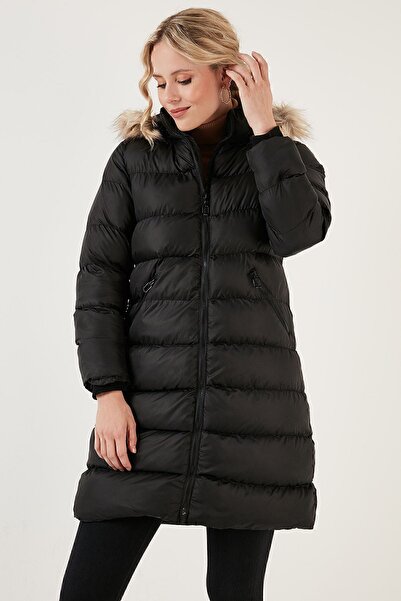 Lela Haină pufă cu glugă detașabilă, rezistentă la apă, cu potrivire obișnuită 640Y001