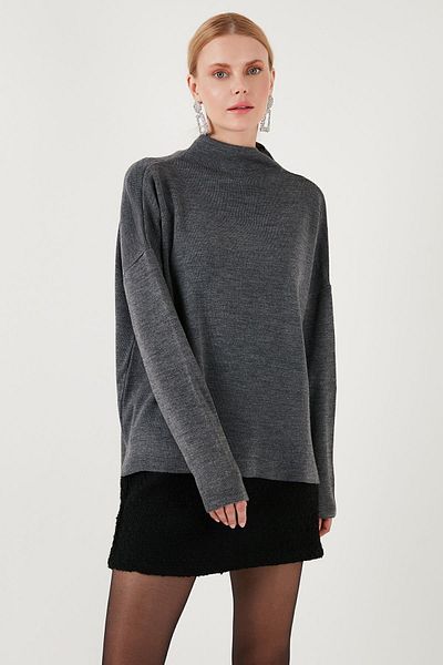 Lela Pulover de tricotaj subțire cu guler lung - spate 4615002