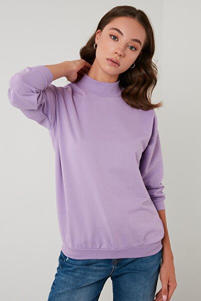 Lela Sweat tricotat de bază din bumbac cu guler vertical - 5863323