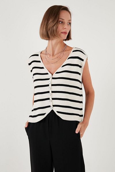 Lela Knitwear V-Neck Vest - Buttoned, Vest 4616178
