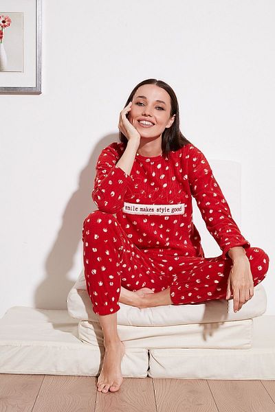 Lela Regular Fit Crew Neck Fleece Pajama Set PAJAMA SET 6571007