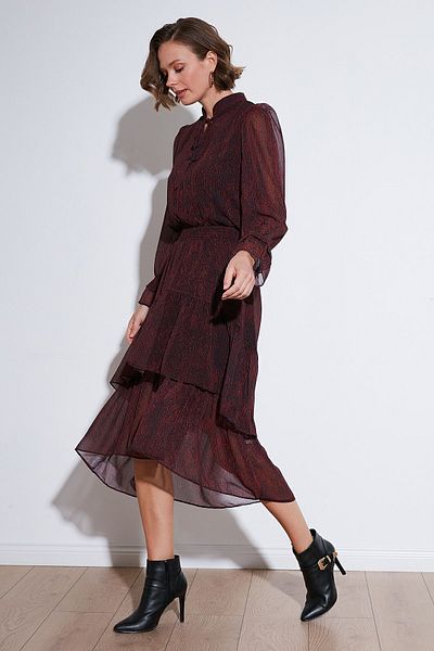 Lela Rochie midi din șifon cu volan - ROCHIE Regular Fit, Halter 611EL1449