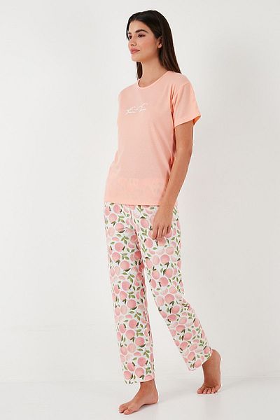 Lela Regular Fit Crew Neck Short Sleeve Pajamas Set Sleepwear Set65770105