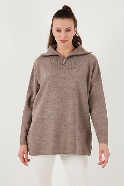 Lela Yarım Fermuarlı Oversize Triko Kazak  KAZAK 4616079Y