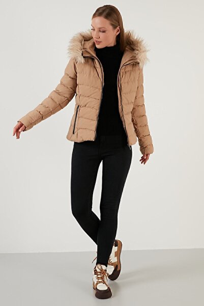 Lela Γούνινο παλτό με κουκούλα και τσέπες 497aura