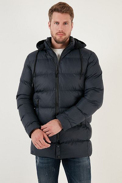 Buratti Slim Fit Water and Wind Resistant Removable Hooded Puffer Coat Men's COAT 649009