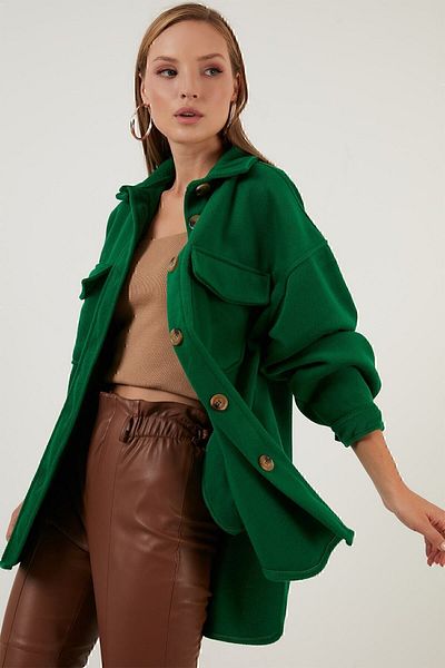 Lela Oversize Χειμερινό Πουκάμισο Μπουφάν Πουκάμισο με Τσέπες 42190456