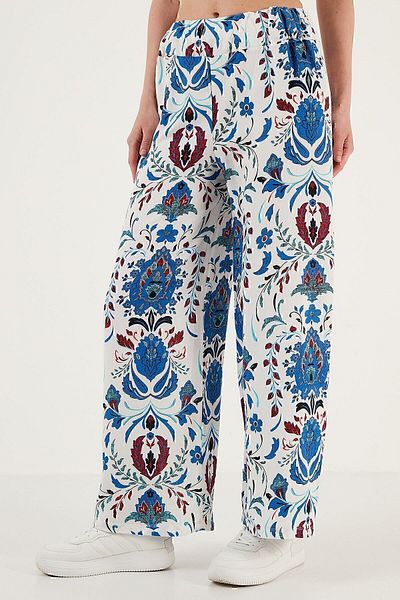 Lela Pantaloni cu tăietură relaxată cu model, cu talie elastică, pantaloni 5865217