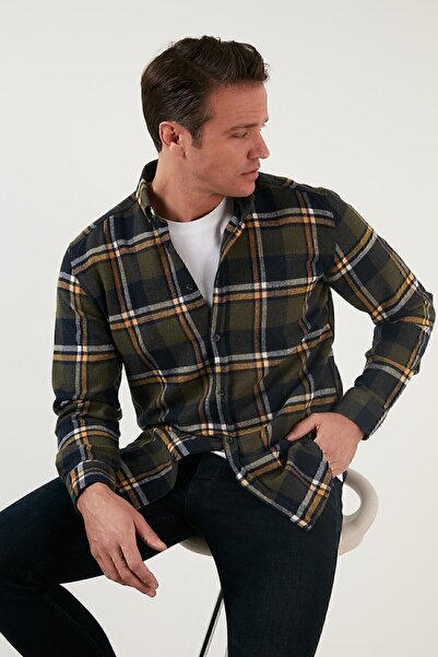 Buratti Plaid Long Sleeve Slim Fit Winter Shirt Men's Shirt Cf21w112844