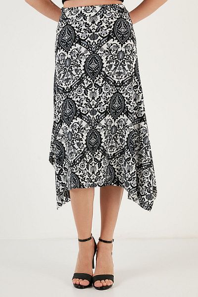 Lela Fustă midi asimetrică cu model Slim Fit Fustă5865621