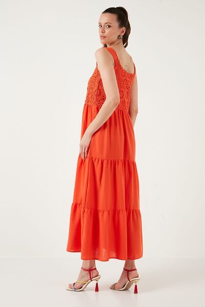 Lela Comfortable Cut Flounce Long Dress - DRESS 611EL010