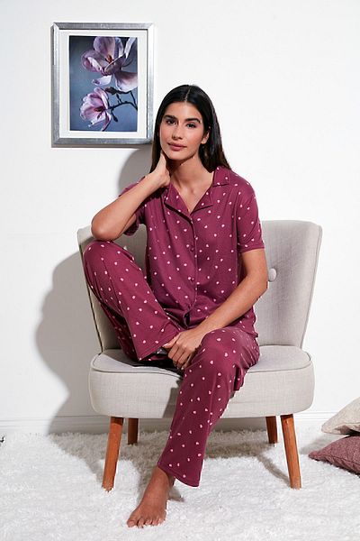 Lela Patterned Regular Fit Shirt Collar Pajamas Set PYJAMAS SET65750101