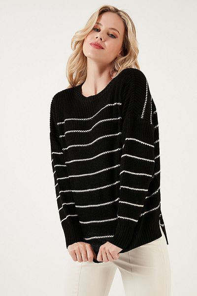 Lela Pulover tricotat cu spate lung cu dungi 4616133