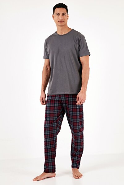 Buratti Σετ πιτζάμες καρό βαμβακερή κανονική εφαρμογή με κοντό μανίκι 6572006