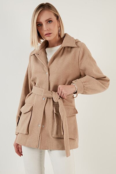 Lela Cotton Regular Fit Belted Hooded Coat Women's Coat 6380057