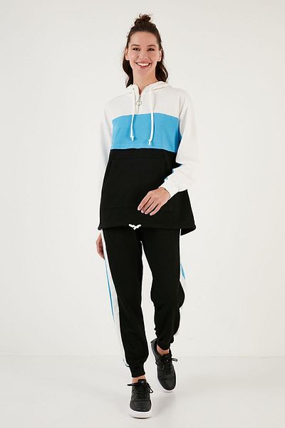 Lela Color Blocked Regular Fit Hooded Sports Set - 5863835